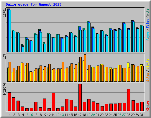 Daily usage for August 2023