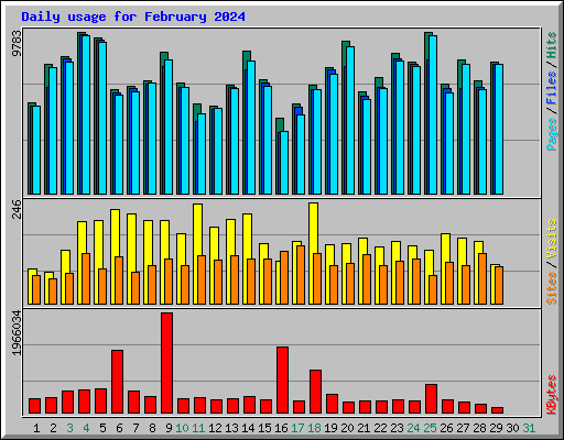 Daily usage for February 2024