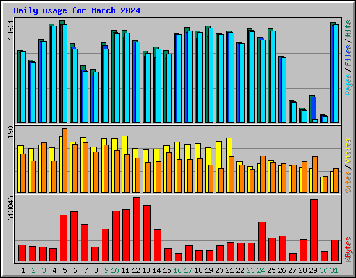 Daily usage for March 2024